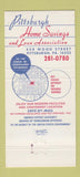 Matchbook Cover - Pittsburgh Home Savings Bank Butler Mount Oliver PA 30 Strike