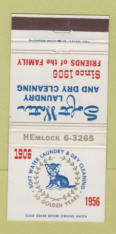 Matchbook Cover - Sorf Water Laundry Dry Cleaning 1956 Long Beach CA 30 Strike