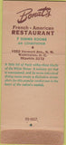Matchbook Cover - Bonat French Cafe Washington DC WORN 21 Feature