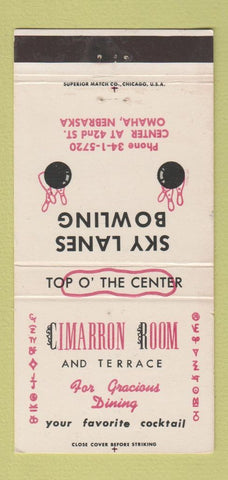 Matchbook Cover - Cimarron Room Bowling Omaha NE 30 Strike