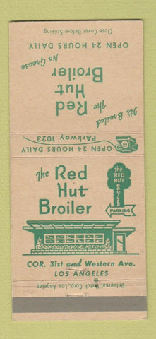 Matchbook Cover - Red Hut Broiler Restaurant Los Angeles CA 30 Strike