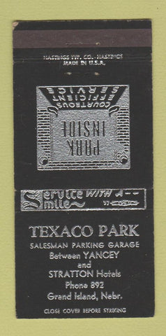 Matchbook Cover - Texaco Park Grand Island NE oil gas 30 Strike