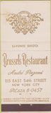 Matchbook Cover - Brussels Restaurant New York City 21 Feature