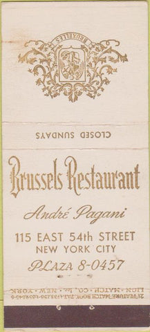 Matchbook Cover - Brussels Restaurant New York City 21 Feature