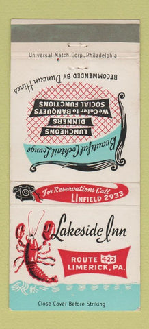 Matchbook Cover - Lakeside Inn Limerick PA 30 Strike