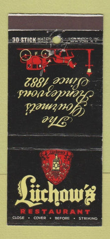 Matchbook Cover - Luchow's Restaurant New York City 30 Stick