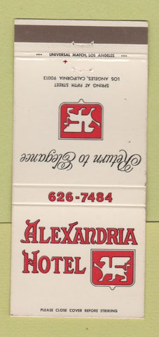 Matchbook Cover - Alexandria Hotel Los Angeles CA 30 Strike