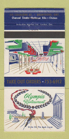 Matchbook Cover - Olympia Restaurant Brantford ON 30 Strike