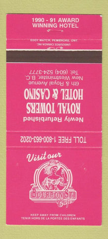 Matchbook Cover Bourbon St Cafe Royal Towers Hotel New Westminster BC 30 Strike