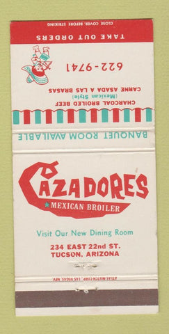 Matchbook Cover - Cazadores Mexican Restaurant Tucson AZ 30 Strike