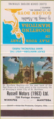 Matchbook Cover - Russell Motors 1963 Winnipeg MB 30 Strike