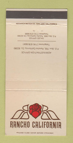 Matchbook Cover - Rancho California CA WEAR 30 Strike