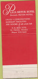 Matchbook Cover - Plaza Motor Hotel El Paso TX 30 Strike