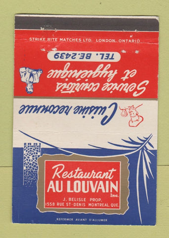 Matchbook Cover - Restaurant Au Louvain Montreal QC 40 Strike