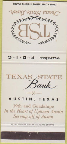 Matchbook Cover - Texas State Bank Austin TX 30 Strike