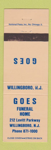 Matchbook Cover - Goes Funeral Home Willingboro NJ