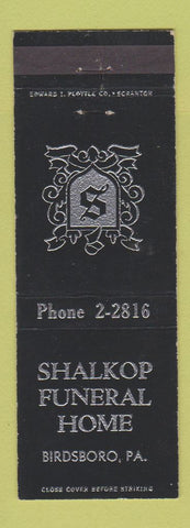 Matchbook Cover - Shalkop Funeral Home Birdsboro PA