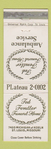 Matchbook Cover - Fendler Funeral Home St Louis MO Ambulance WEAR