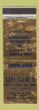 Matchbook Cover - Unger's Funeral Home Rochelle IL  WORN