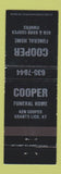 Matchbook Cover - Cooper Funeral Home Grants Lick KY