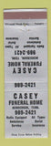 Matchbook Cover - Casey Funeral Home Henderson TN