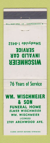 Matchbook Cover - WW Wischmeier Son Funeral Home Cleveland OH