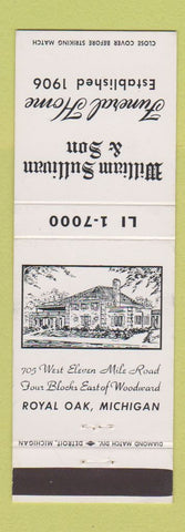 Matchbook Cover - William Sullivan Funeral Home Royal Oak MI