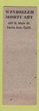 Matchbook Cover - Ernest Winbigler Funeral Home Santa Ana CA