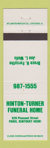 Matchbook Cover - Hinton Turner Funeral Home Paris KY