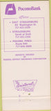 Matchbook Cover - Pocono Bank East Stroudsburg Pocono Pines PA 30 Strike