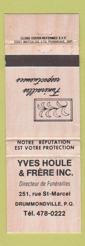 Matchbook Cover - Funeral Home Yves Houle Frere Drummondville QC WORN