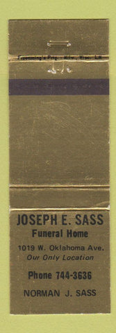 Matchbook Cover - Joseph Sass Funeral Home Milwaukee WI