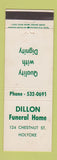 Matchbook Cover - Dillon Funeral Home Holyoke MA