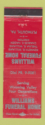 Matchbook Cover - Williams Funeral Home Plymouth MI WORN