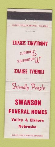 Matchbook Cover - Swanson Funeral Home Valley Elkhorn NE WEAR