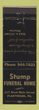 Matchbook Cover - Stump Funeral Home Fleetwood PA WEAR