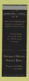 Matchbook Cover - Spriggs Watson Funeral Home Pittsburgh PA