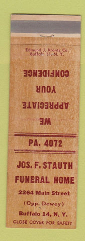 Matchbook Cover - Jos Stauth Funeral Home Buffalo NY