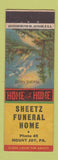 Matchbook Cover - Sheetz Funeral Home Mount Joy PA