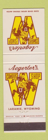 Matchbook Cover - Aegerter's Campus Shop Laramie WY University Wyoming