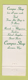 Matchbook Cover - Aegerter's Campus Shop Laramie WY University Wyoming