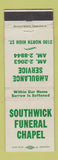 Matchbook Cover - Southwick Funeral Home Columbus OH