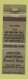 Matchbook Cover - Jaycox Jaworski Funeral Home McKeesport PA WEAR