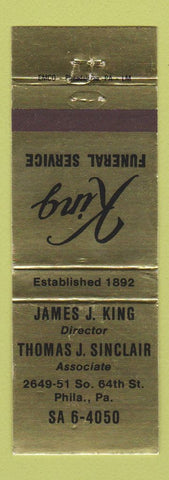 Matchbook Cover - King Funeral Home Philadelphia PA