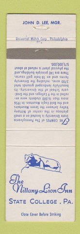 Matchbook Cover - Nittany Lion Inn State College PA