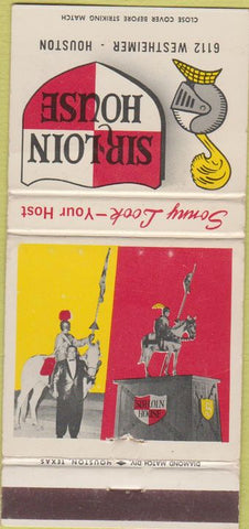Matchbook Cover - Sir Loin House Houston TX WEAR knight 30 Strike