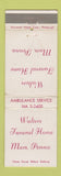 Matchbook Cover - Walters Funeral Home Mars PA WEAR