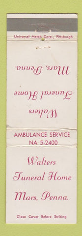 Matchbook Cover - Walters Funeral Home Mars PA WEAR
