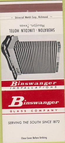 Matchbook Cover - Binswanger Glass Co Houston TX 30 Strike