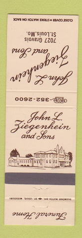 Matchbook Cover - John Ziegenhein Funeral Home St Louis MO